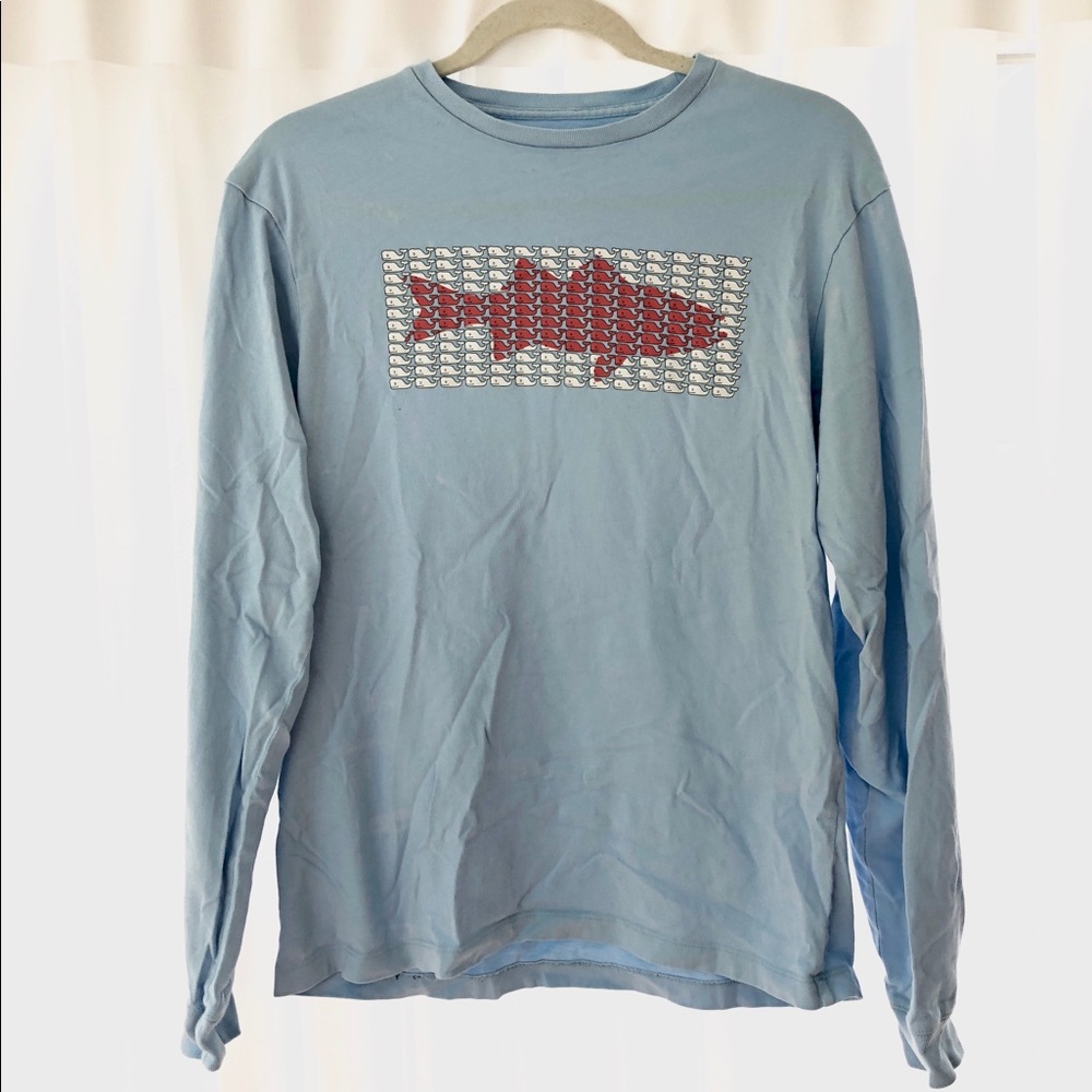 Vineyard Vines light blue long sleeve fish shirt